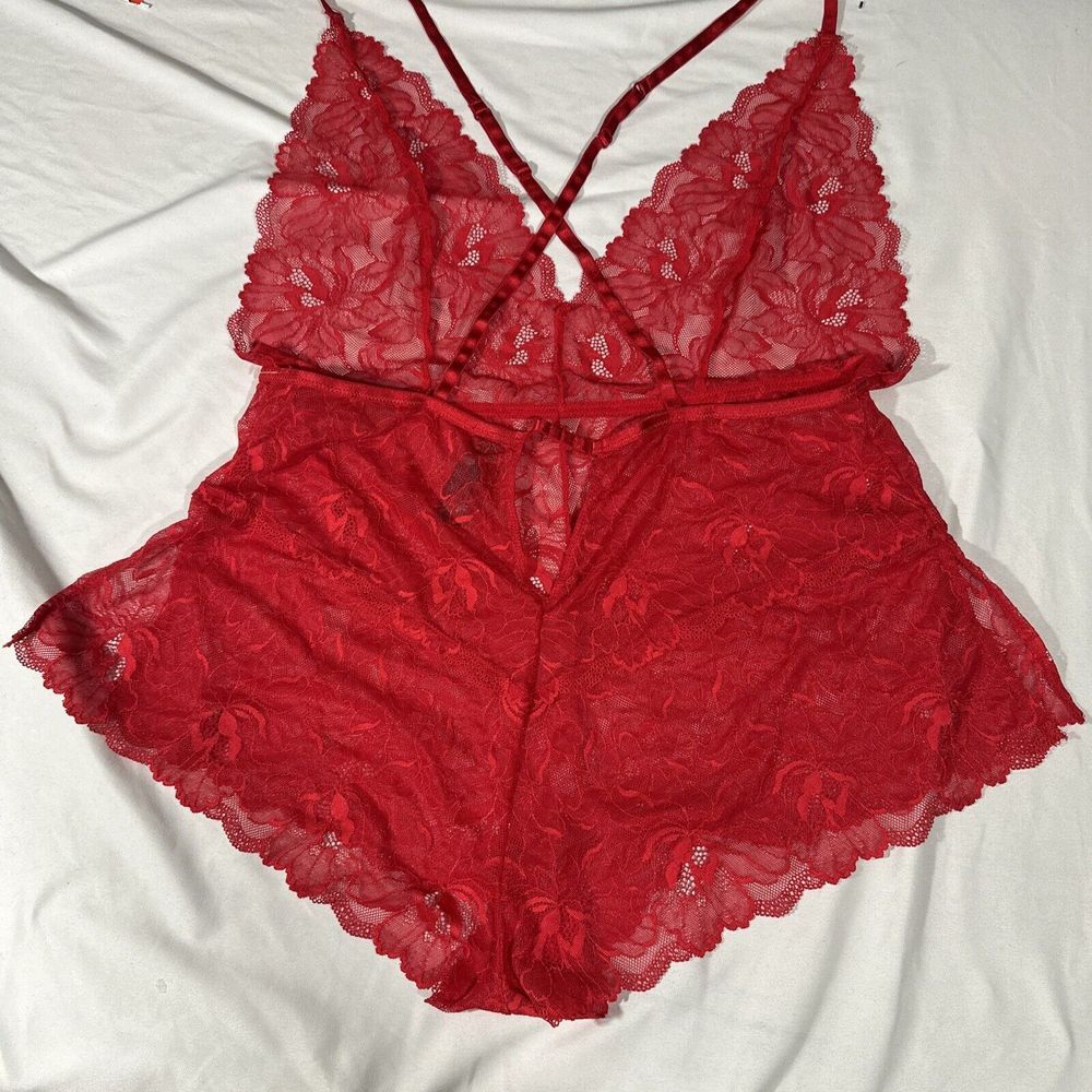 NEW ANN SUMMERS‎ [ Large 12-14 ] After Dark Lace Teddy In Red #6382 - Picture 9 of 11